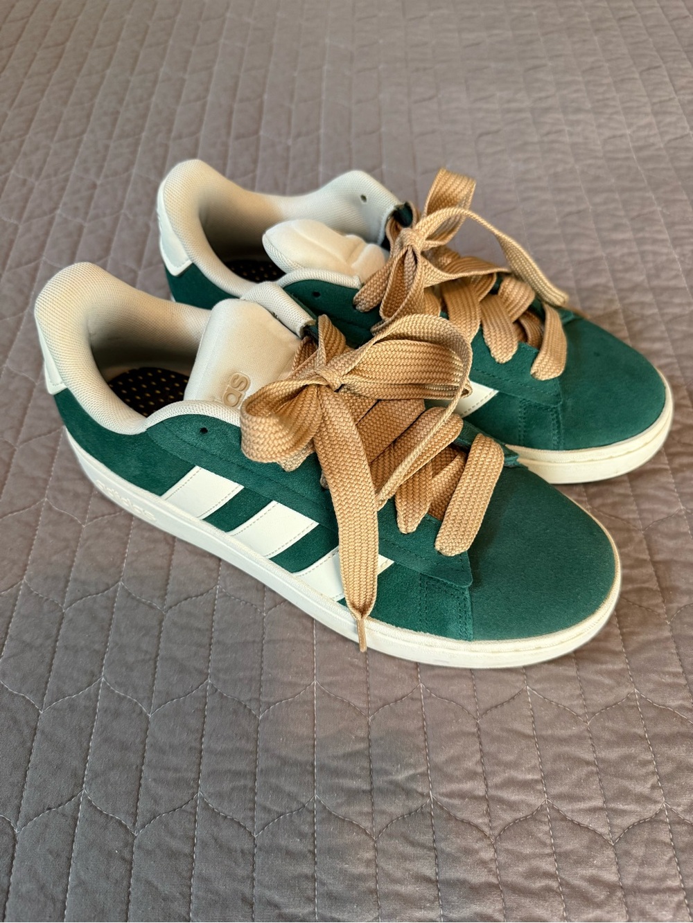 adidas Women’s Grand Court Alpha Suede Sneakers in Green and Cream - Picture 9 of 9